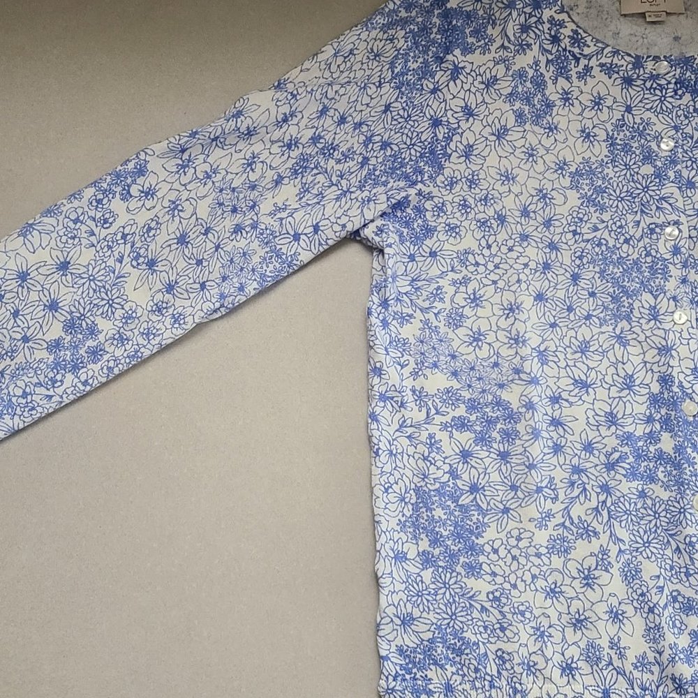 Blue & White Floral Cardigan, Loft